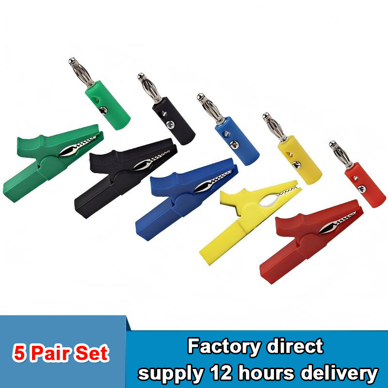 Crocodile Clip Set - Izolowane klipsy krokodylkowe z wtykami bananowymi,