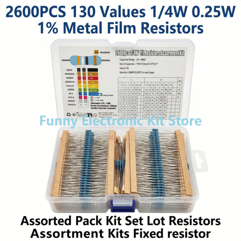 Resistor Kit 1 4W - Zestaw 2600 szt. rezystorów metalizowanych, różne