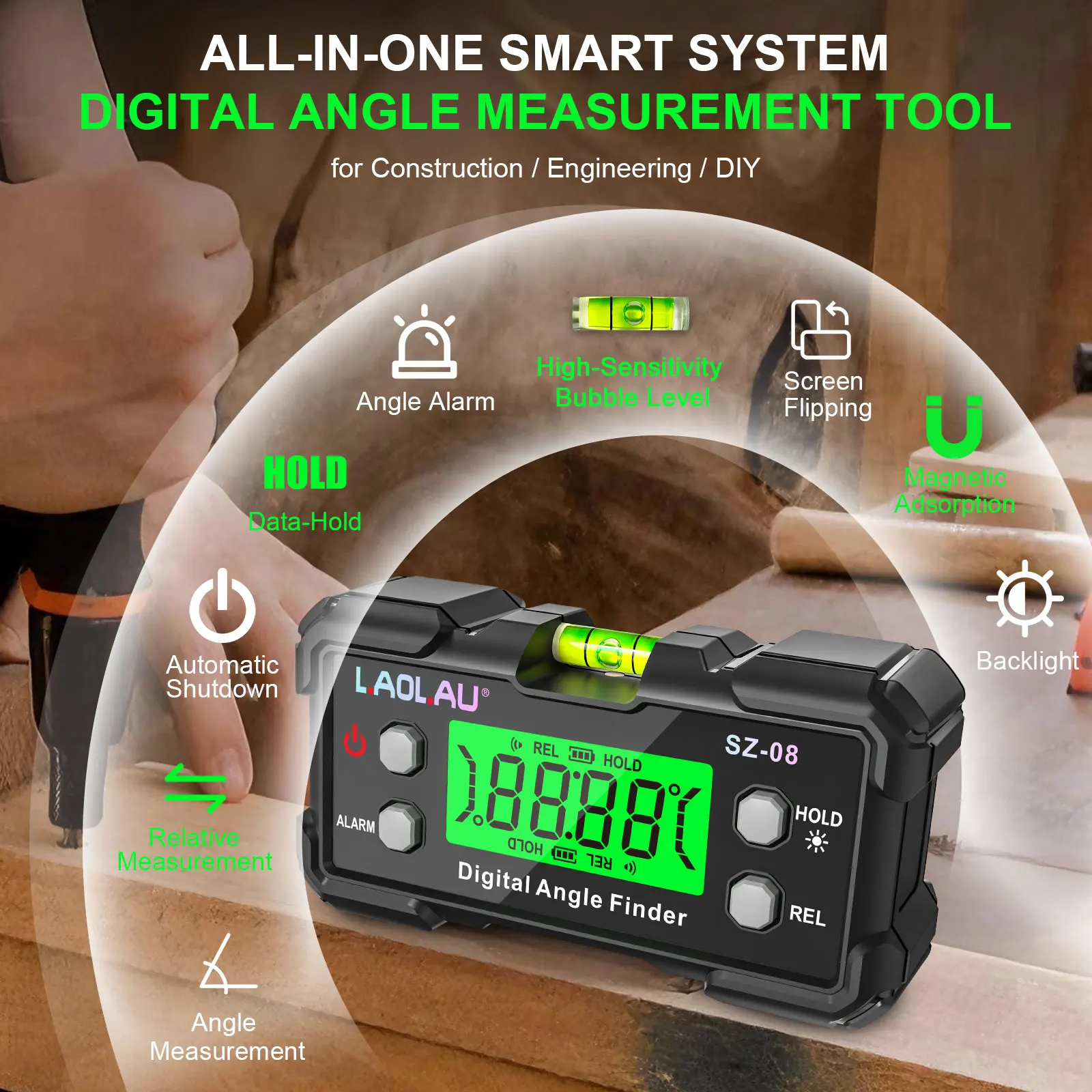 Cyfrowy miernik kąta z poziomi – Useful Diy Electronics recenzja i cena