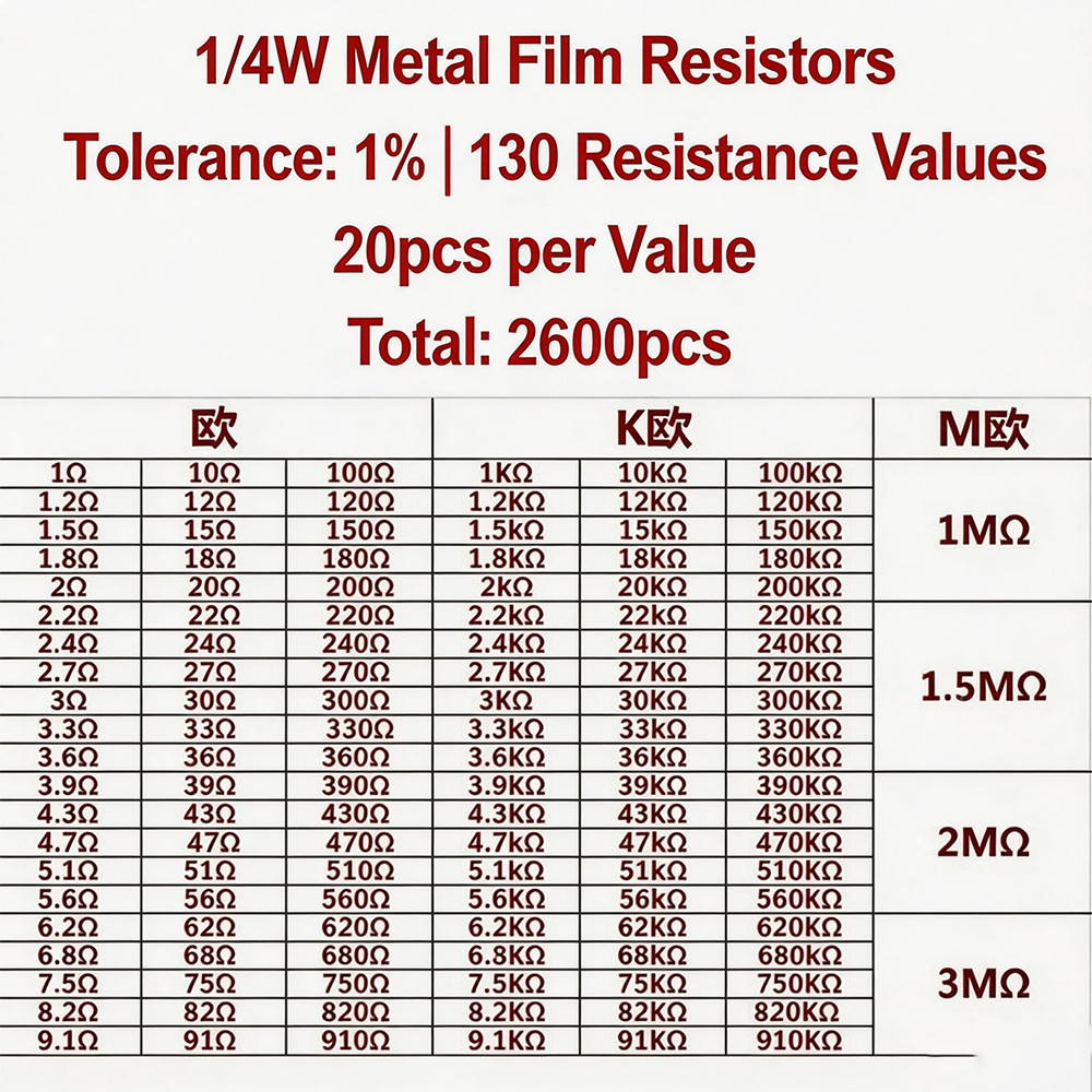 Zestaw 2600 szt. rezystorów me – Resistor Kit 1 4W recenzja i cena