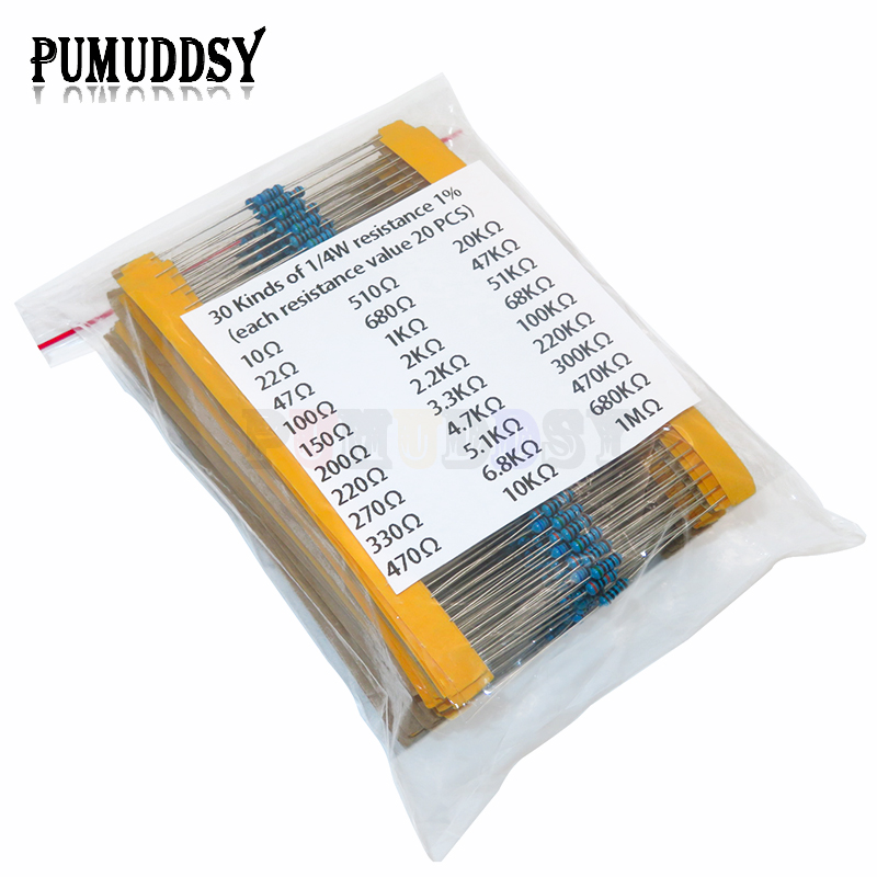 600 sztuk/zestaw 30 rodzajów 1 – Resistor Kit 1 4W recenzja i cena
